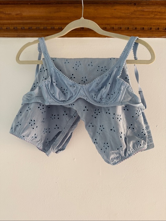 Free People Other - Light Blue Eyelet Cotton Sleep Bra and Capri Set